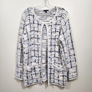 Cyrus knitwear long sleeve open front knit cardigan sweater tweed look woman's M